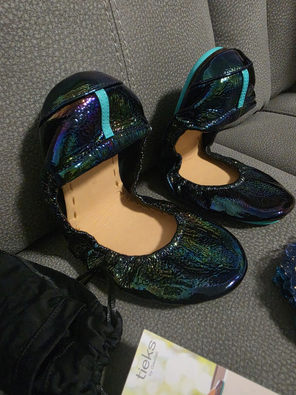 Tieks Arabian Nights Iridescent Black Ballet Flats new